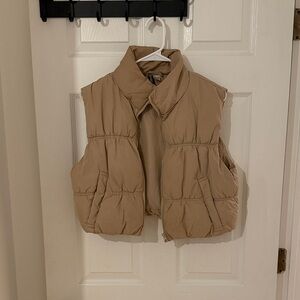 Divided Tan Puffer Vest